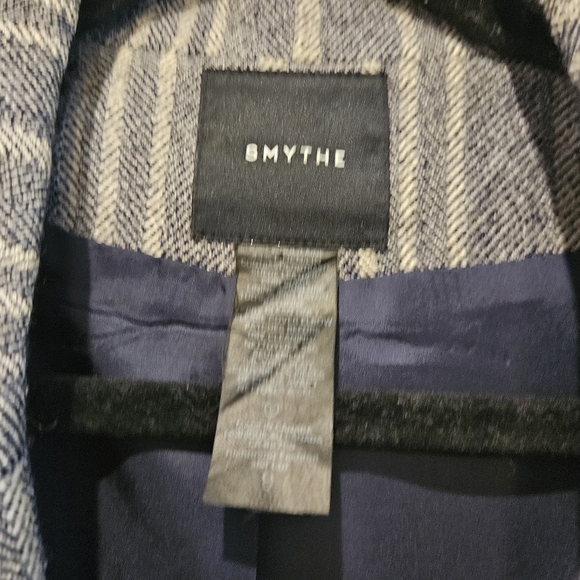 Smythe Tweed Single Button Wool Linen Blend Blazer Suede Elbow Patches Size 8 - Picture 10 of 13